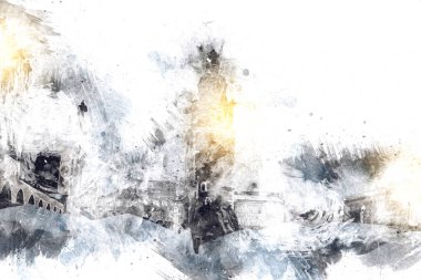 Eski şehir Krakow sanat illüstrasyonları antika