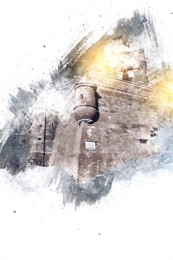 Eski şehir Krakow sanat illüstrasyonları antika