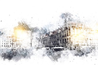 Wroclaw City Poland antika sanat eskizi çizimi