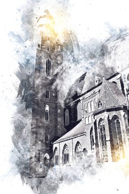 Wroclaw City Poland antika sanat eskizi çizimi