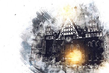 Wroclaw City Poland antika sanat eskizi çizimi