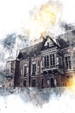 Wroclaw City Poland antika sanat eskizi çizimi