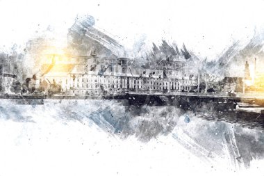 Wroclaw City Poland antika sanat eskizi çizimi