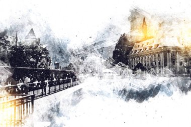Wroclaw City Poland antika sanat eskizi çizimi