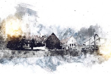 Wroclaw City Poland antika sanat eskizi çizimi