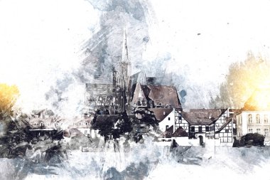 Wroclaw City Poland antika sanat eskizi çizimi