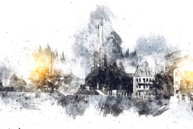 Wroclaw City Poland antika sanat eskizi çizimi