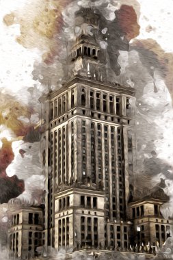 Varşova şehir manzarası dış sanat çizimi çizimi