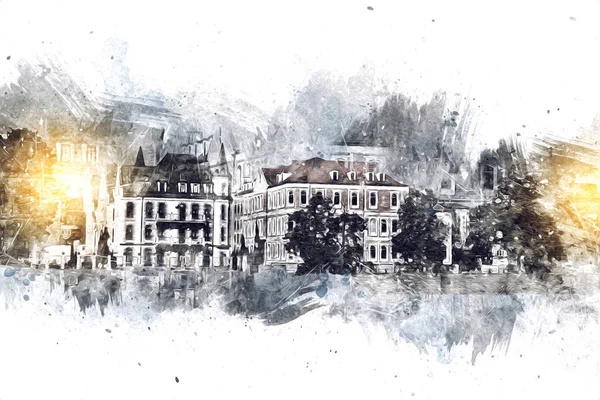 Wroclaw City Poland antika sanat eskizi çizimi