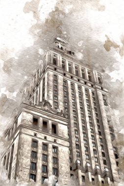 Varşova şehir manzarası dış sanat çizimi çizimi