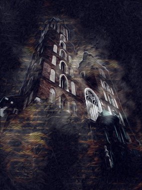 Eski şehir Krakow sanat illüstrasyonları antika