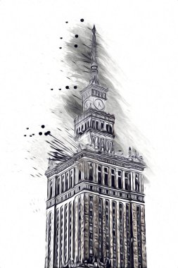 Varşova şehir manzarası dış sanat çizimi çizimi