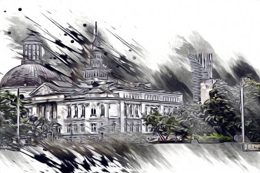 Varşova şehir manzarası dış sanat çizimi çizimi