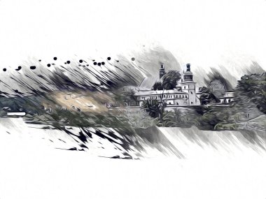 Eski şehir Krakow sanat illüstrasyonları antika