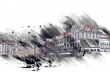 Wroclaw City Poland antika sanat eskizi çizimi