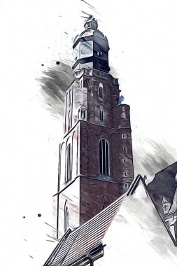 Wroclaw City Poland antika sanat eskizi çizimi