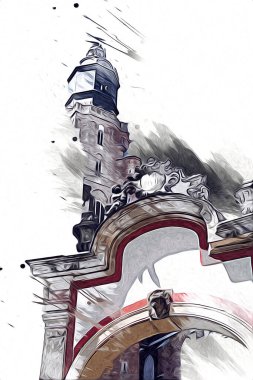 Wroclaw City Poland antika sanat eskizi çizimi