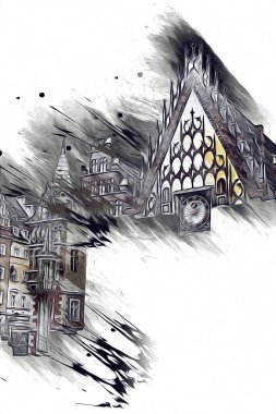 Wroclaw City Poland antika sanat eskizi çizimi