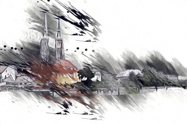 Wroclaw City Poland antika sanat eskizi çizimi