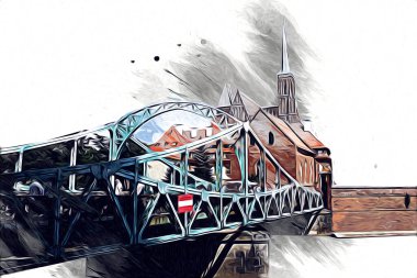 Wroclaw City Poland antika sanat eskizi çizimi