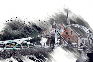 Wroclaw City Poland antika sanat eskizi çizimi