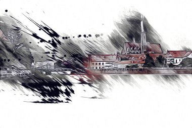 Wroclaw City Poland antika sanat eskizi çizimi