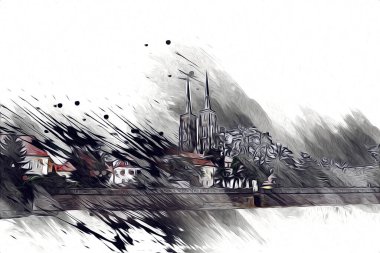 Wroclaw City Poland antika sanat eskizi çizimi