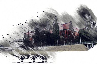 Wroclaw City Poland antika sanat eskizi çizimi