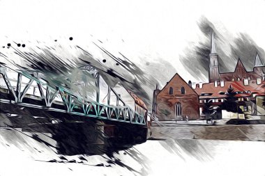 Wroclaw City Poland antika sanat eskizi çizimi