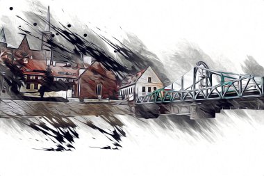 Wroclaw City Poland antika sanat eskizi çizimi