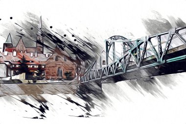 Wroclaw City Poland antika sanat eskizi çizimi