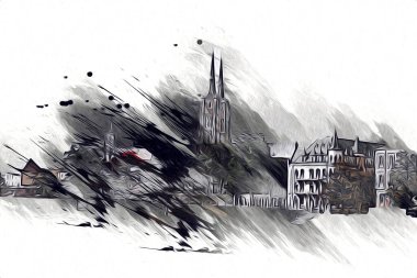 Wroclaw City Poland antika sanat eskizi çizimi