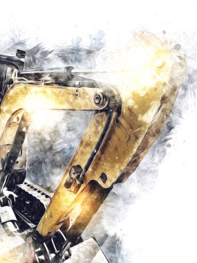 Ekskavatör illüstrasyon izole renk sanat eseri