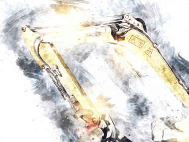 Ekskavatör illüstrasyon izole renk sanat eseri