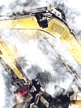 Ekskavatör illüstrasyon izole renk sanat eseri