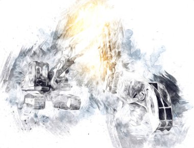 Ekskavatör illüstrasyon izole renk sanat eseri