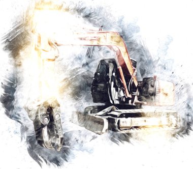 Ekskavatör illüstrasyon izole renk sanat eseri