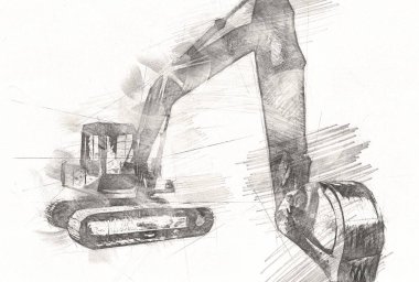 Ekskavatör illüstrasyon izole renk sanat eseri