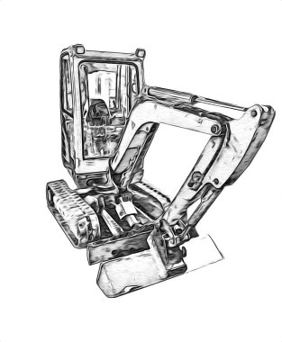 Ekskavatör illüstrasyon izole renk sanat eseri