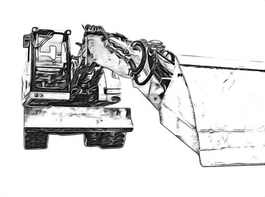 Ekskavatör illüstrasyon izole renk sanat eseri