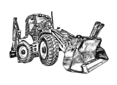 Ekskavatör illüstrasyon izole renk sanat eseri