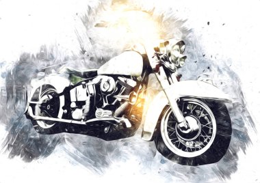 Motosiklet görüntüleme rengi izole edilmiş sanat antika retro
