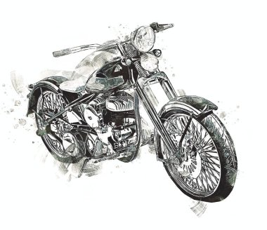 Motosiklet görüntüleme rengi izole edilmiş sanat antika retro