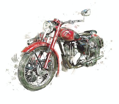Motosiklet görüntüleme rengi izole edilmiş sanat antika retro