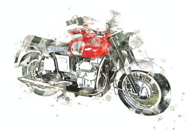 Motosiklet görüntüleme rengi izole edilmiş sanat antika retro