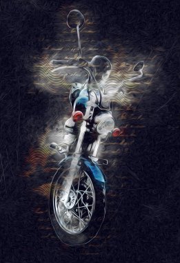 Motosiklet görüntüleme rengi izole edilmiş sanat antika retro