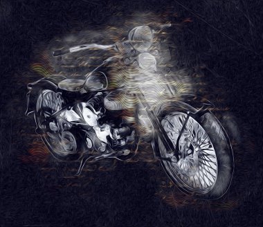 Motosiklet görüntüleme rengi izole edilmiş sanat antika retro