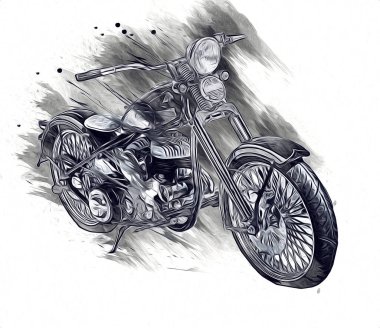 Motosiklet görüntüleme rengi izole edilmiş sanat antika retro