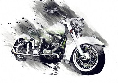 Motosiklet görüntüleme rengi izole edilmiş sanat antika retro