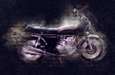 Motosiklet görüntüleme rengi izole edilmiş sanat antika retro